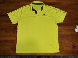 Under Armour HeatGear Polo Shirt Yellow Mens Size XL Loose Fit